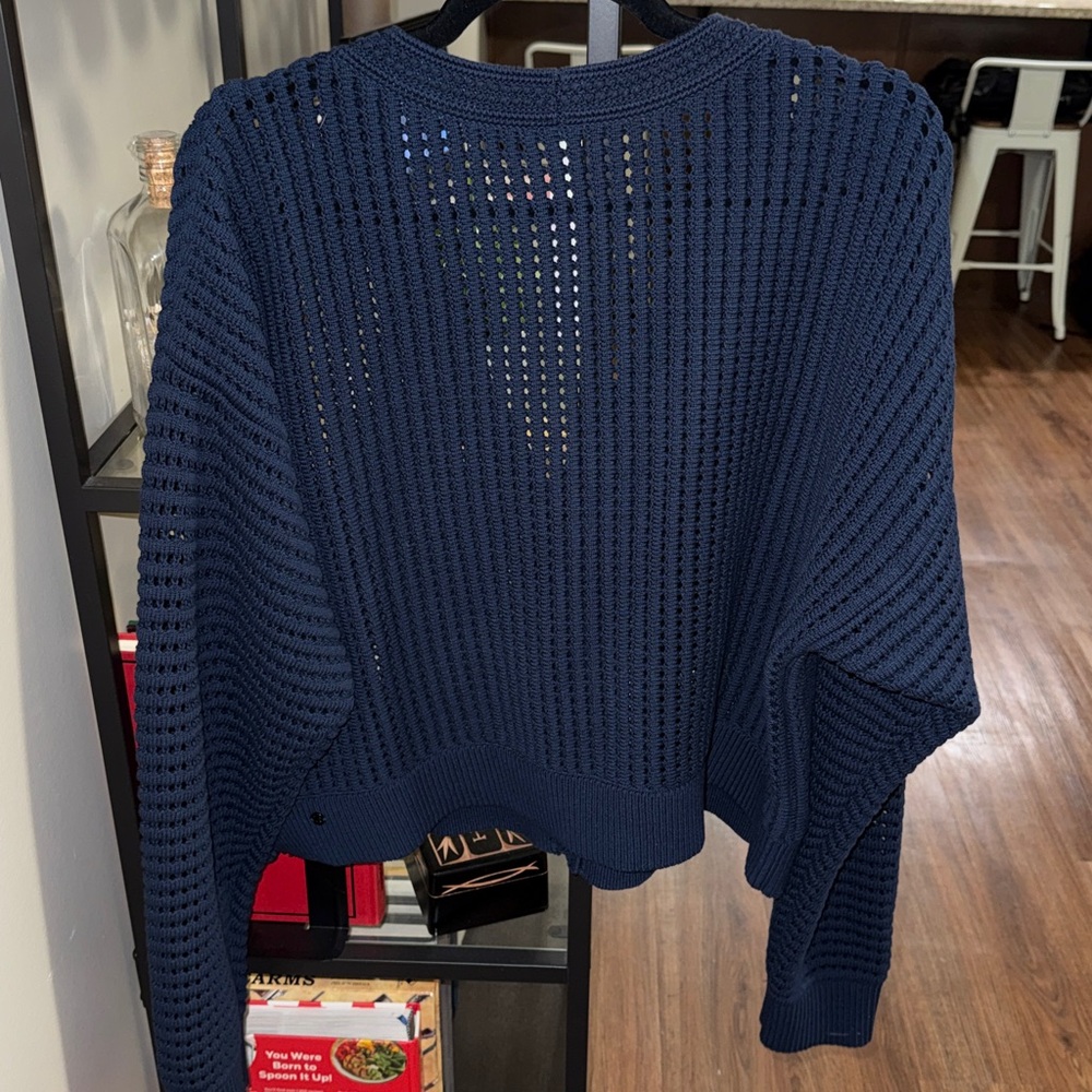 Cotton Crochet Mesh Relaxed-Fit Cardigan - Picture 8 of 9